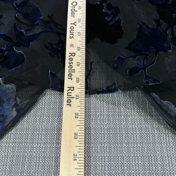 Lovestitch Blue Burnout Velvet Top Medium Floral Tie Front Boho Whimsigoth Sheer - Picture 8 of 9